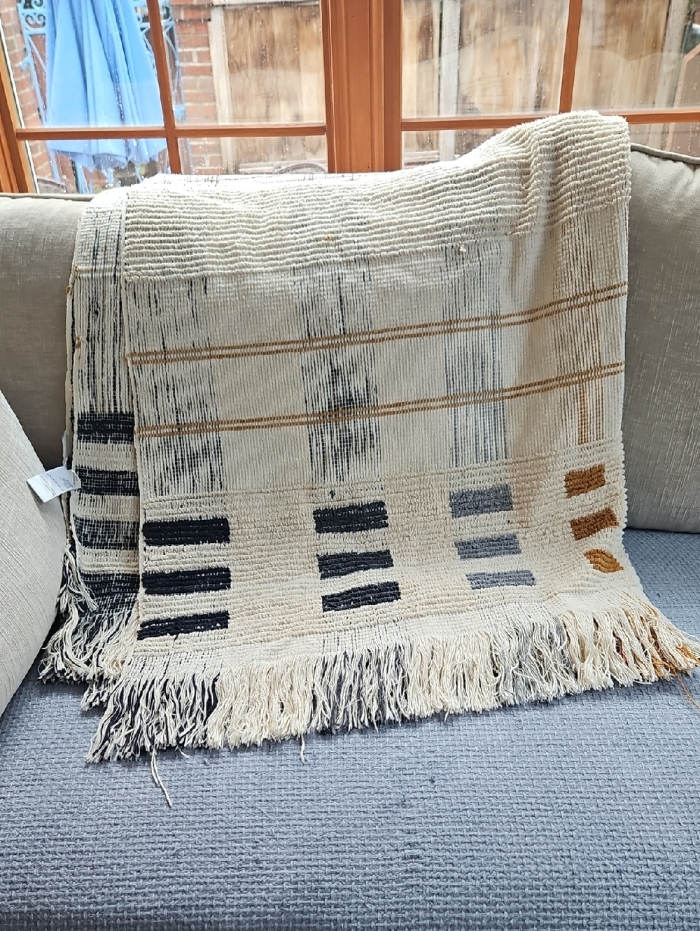 Gorgeous Knit Athropologie Throw Blanket In Cream, Black, And Tan
